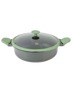 Kenmore Theodore 6.5 Quart Nonstick Cast Aluminum Divided Hot Pot Pan with Lid