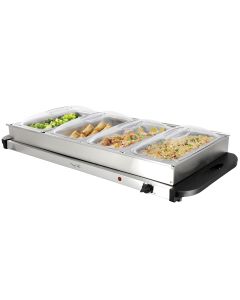MegaChef Buffet Server &amp; Food Warmer With 4 Removable Sectional Trays , Heated Warming Tray and Removable Tray Frame